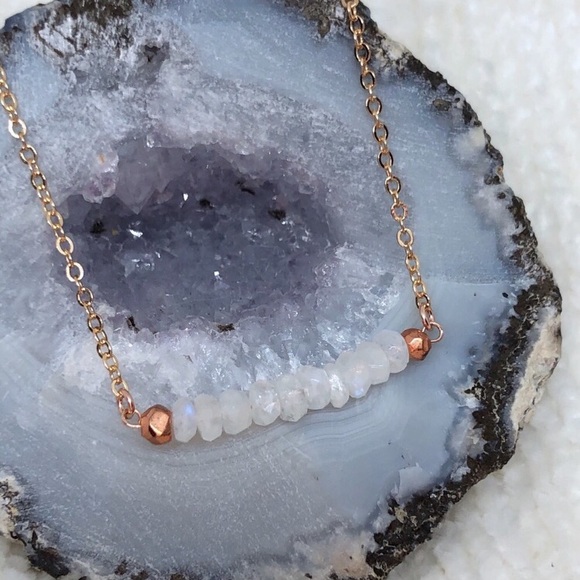 ❗️LAST❗️Rose Gold Moonstone Bar Necklace - Picture 2 of 4